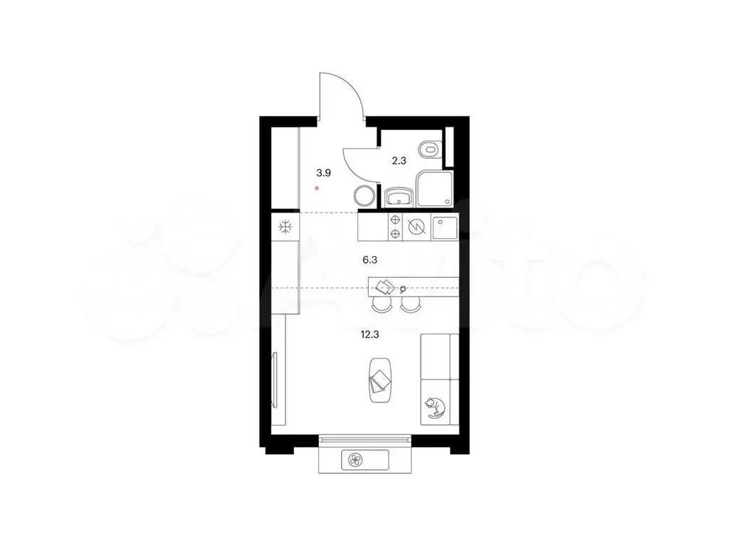 Квартира-студия, 24,8 м, 10/19 эт. - Фото 0