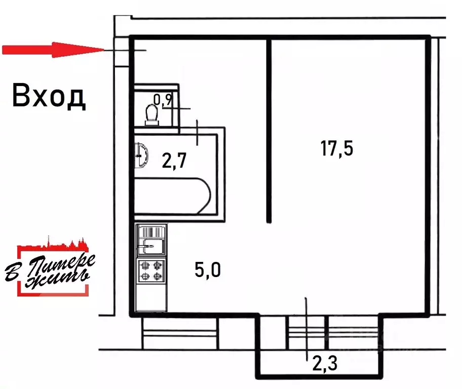 1-к кв. Санкт-Петербург Автовская ул., 46 (32.3 м) - Фото 2