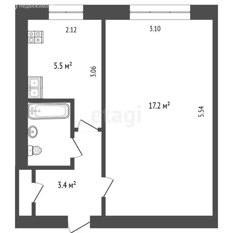 1-комнатная квартира: Вологда, Козлёнская улица, 127 (29 м) - Фото 0
