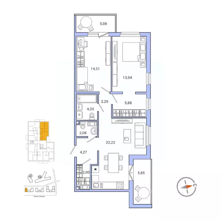 3-к кв. Ленинградская область, Гатчина ул. Чехова, 39 (76.2 м) - Фото 1