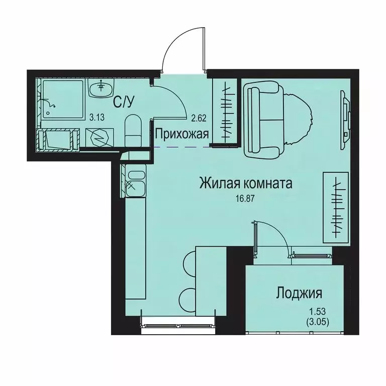 Квартира-студия: деревня Новосергиевка, ЖК Айди Кудрово II (24.15 м) - Фото 0