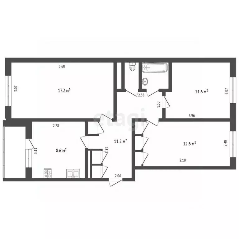 3-к кв. Московская область, Коломна городской округ, пос. Биорки 9 ... - Фото 2