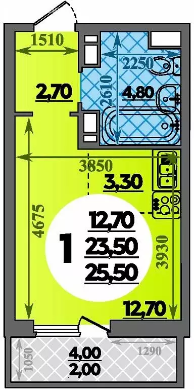 Квартира-студия: Краснодар, улица Героев-Разведчиков, 11к2 (25.5 м) - Фото 1