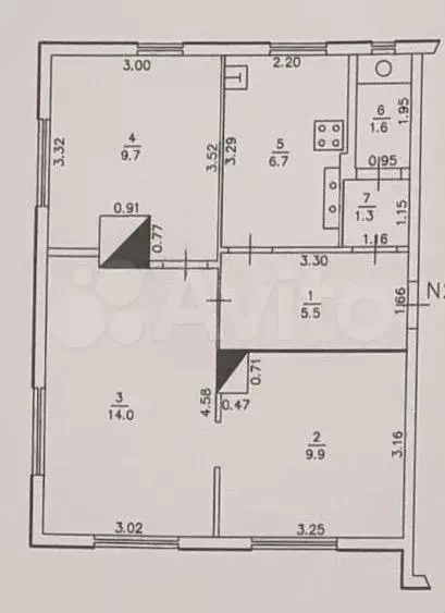 3-к. квартира, 48,7 м, 1/2 эт. - Фото 0