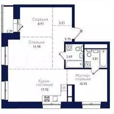 3-к. квартира, 70 м, 3/19 эт. - Фото 0