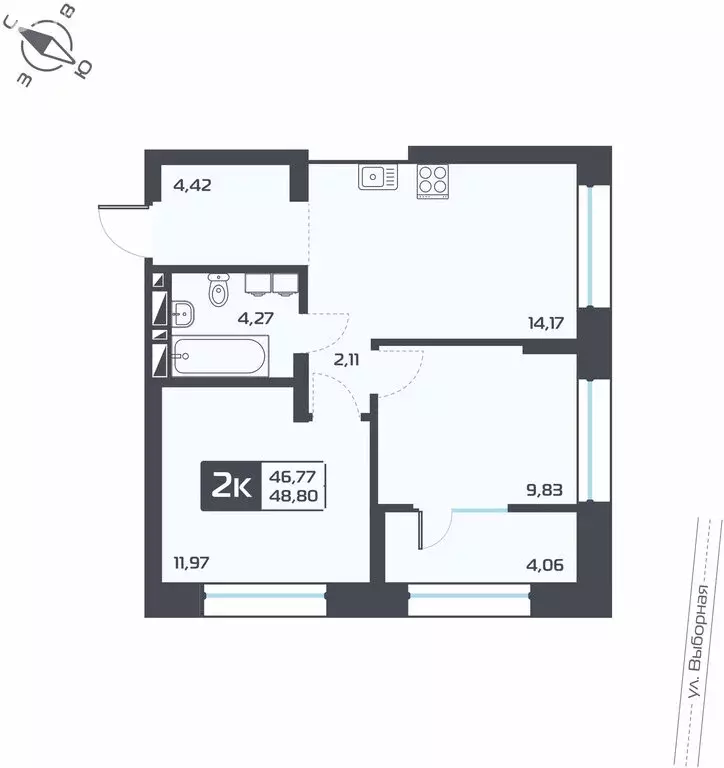 2-комнатная квартира: Новосибирск, жилой комплекс Астон.Геометрия ... - Фото 1