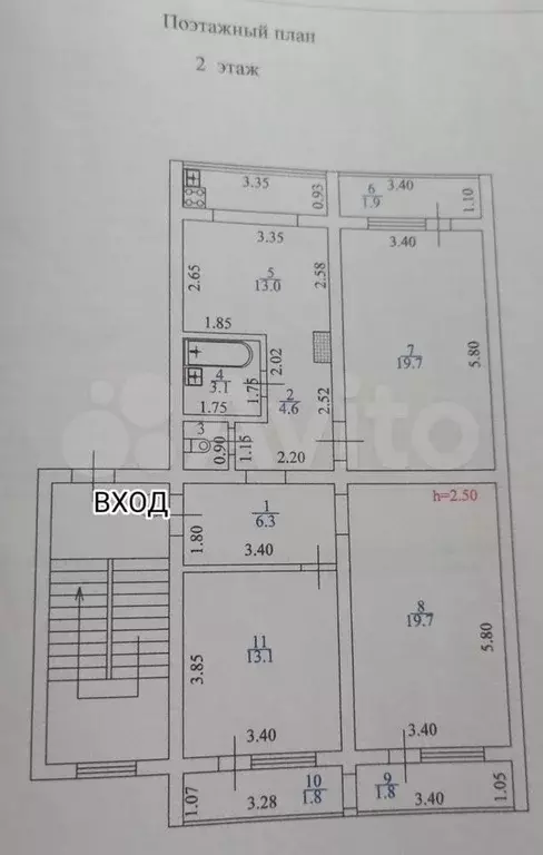 3-к. квартира, 86 м, 2/4 эт. - Фото 0