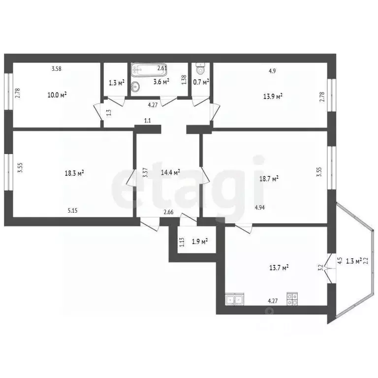 4-к кв. Башкортостан, Стерлитамак Социалистическая ул., 9 (96.5 м) - Фото 2