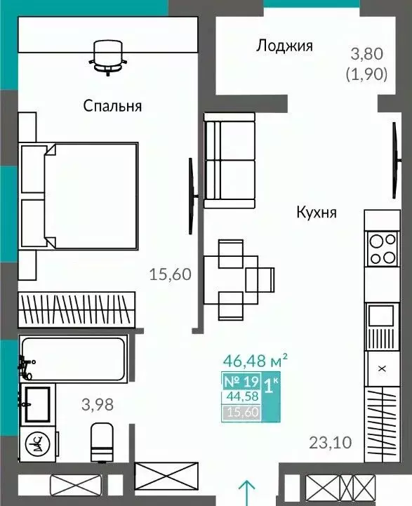 1-к кв. Севастополь Ленинский муниципальный округ,  (44.58 м) - Фото 0