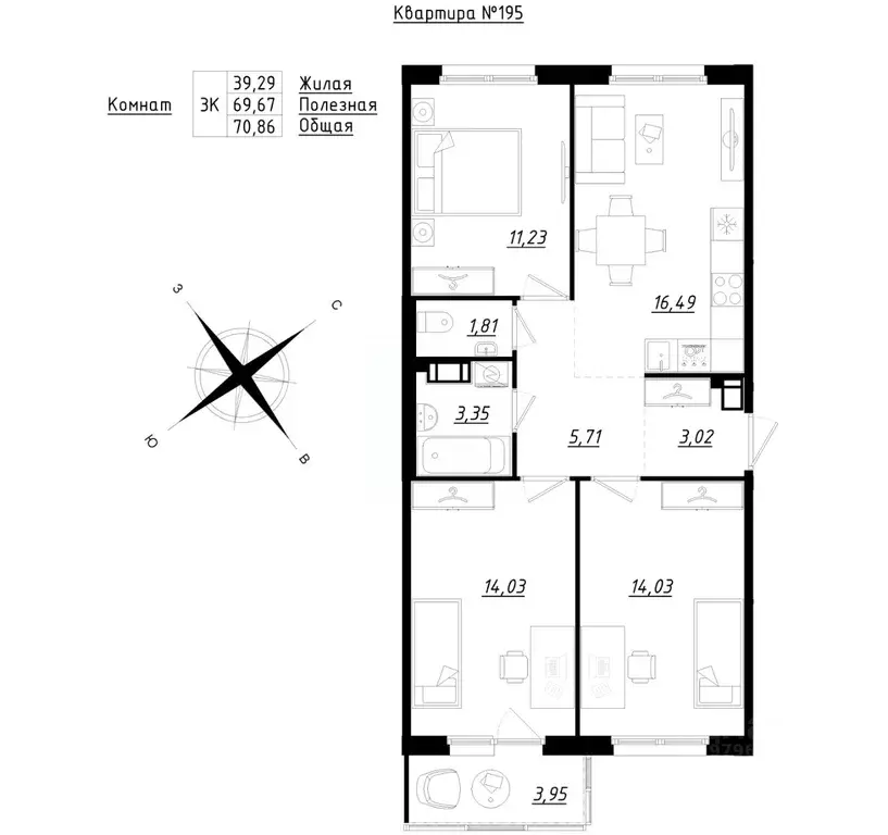 3-к кв. Ленинградская область, Тосненский район, Федоровское городское ... - Фото 1