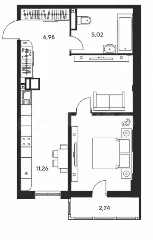 2-к. квартира, 45,1 м, 11/25 эт. - Фото 0