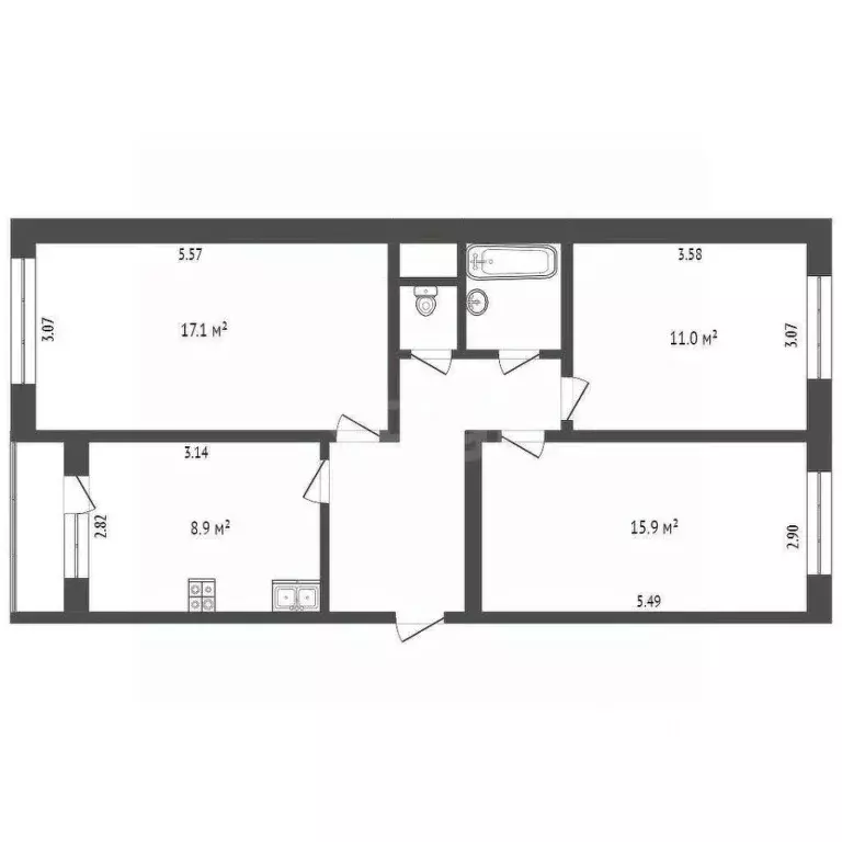 3-к кв. Псковская область, Печоры Индустриальная ул., 1 (69.3 м) - Фото 2
