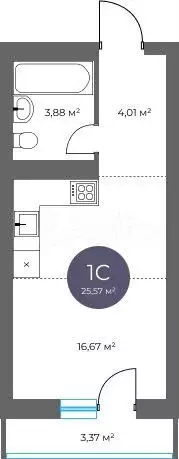 Квартира-студия, 25,6 м, 10/18 эт. - Фото 0
