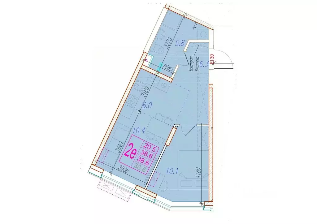2-к кв. Астраханская область, Астрахань Августовская ул. (38.6 м) - Фото 1