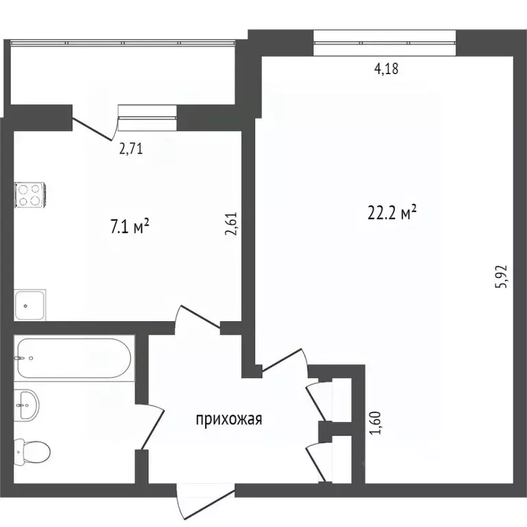 1-к кв. Омская область, Омск ул. Кирова, 4 (34.9 м) - Фото 1