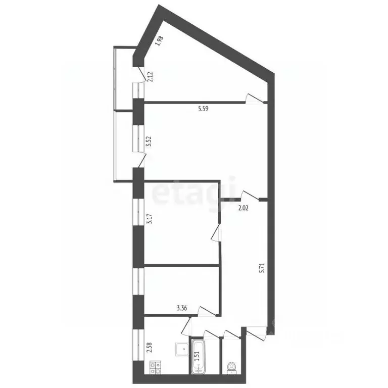 3-к кв. Удмуртия, Ижевск Тверская ул., 52 (68.1 м) - Фото 1