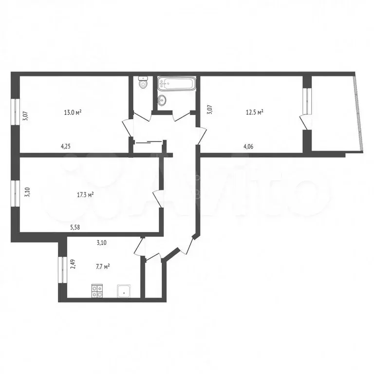 3-к. квартира, 67 м, 8/9 эт. - Фото 0