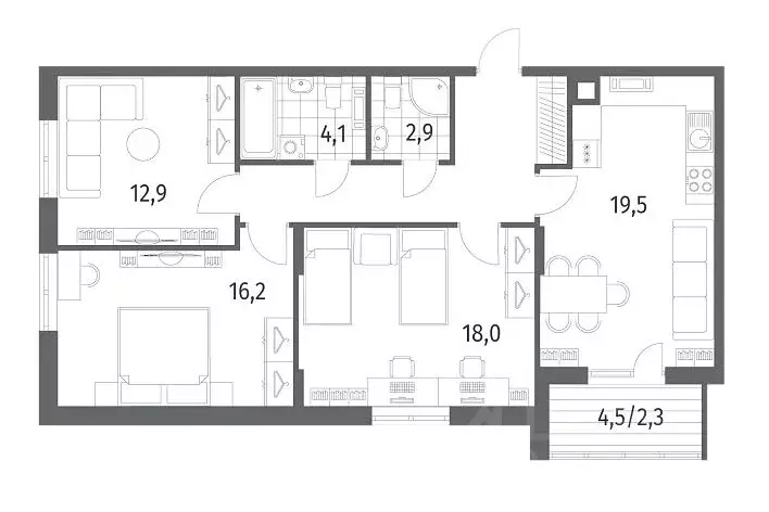 3-к кв. Калининградская область, Гурьевск ул. Имени Романа Руденко, ... - Фото 0