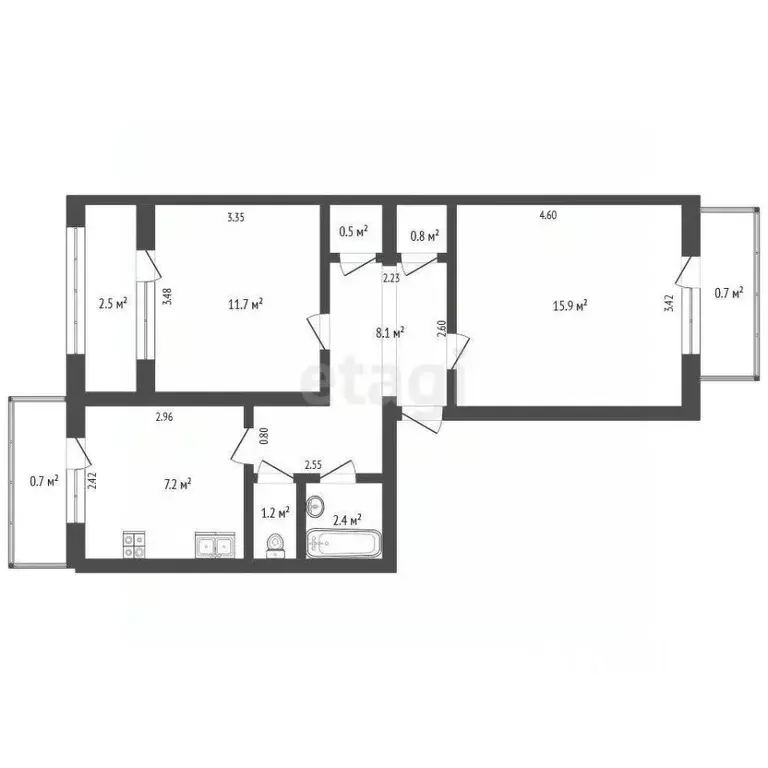 2-к кв. Крым, Феодосия ул. Одесская, 2 (48.1 м) - Фото 2