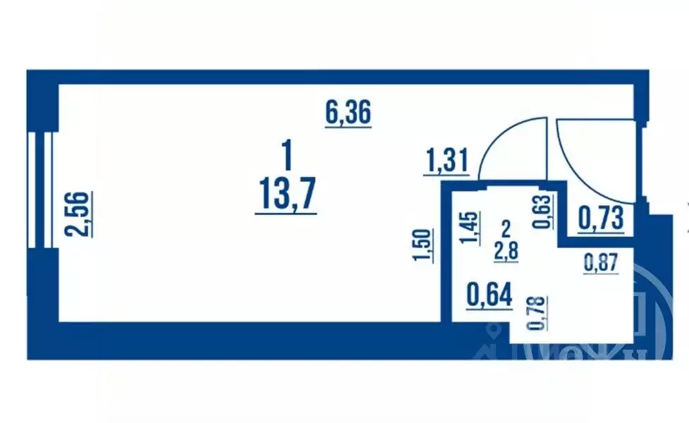 Студия Санкт-Петербург Приморский просп., 6 (16.5 м) - Фото 1