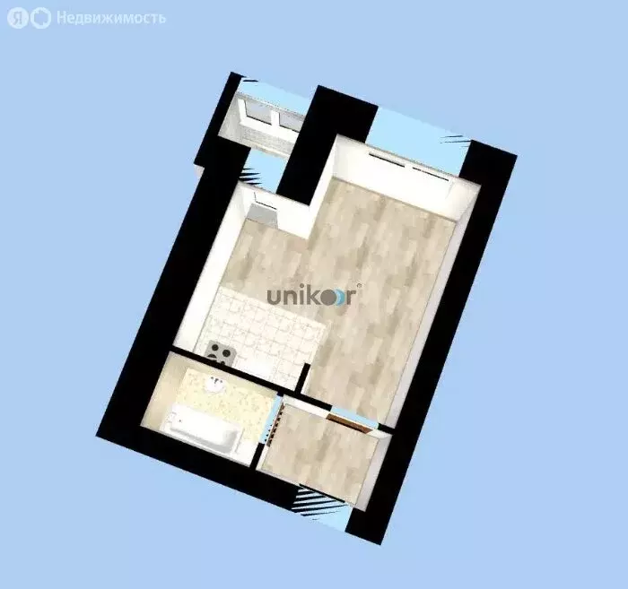 1-комнатная квартира: Уфа, Ленинский район, Молодёжная улица, 2 (26.2 ... - Фото 1