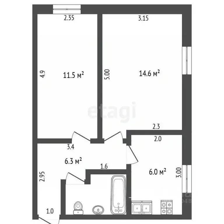 2-к кв. Московская область, Дмитровский муниципальный округ, Деденево ... - Фото 2