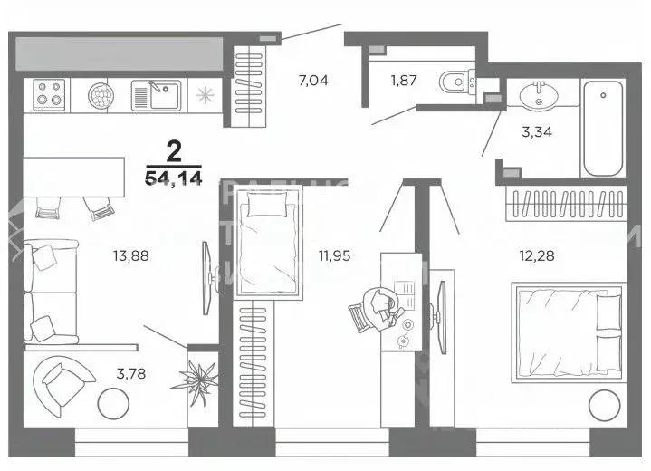 2-к кв. Рязанская область, Рязань Новая ул., 49 (49.0 м) - Фото 2