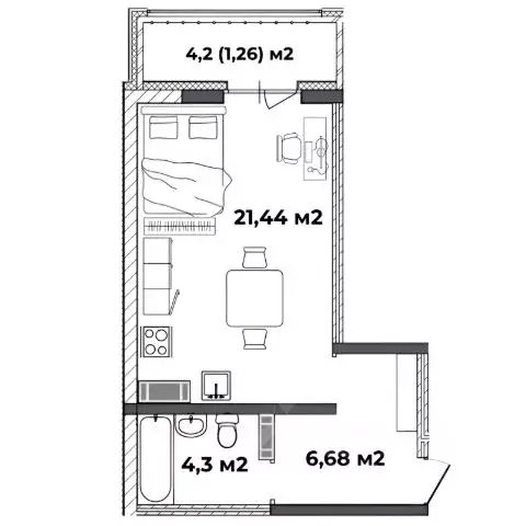 Студия Ярославская область, Ярославль ул. Старая Костромская, 5 (33.68 ... - Фото 2