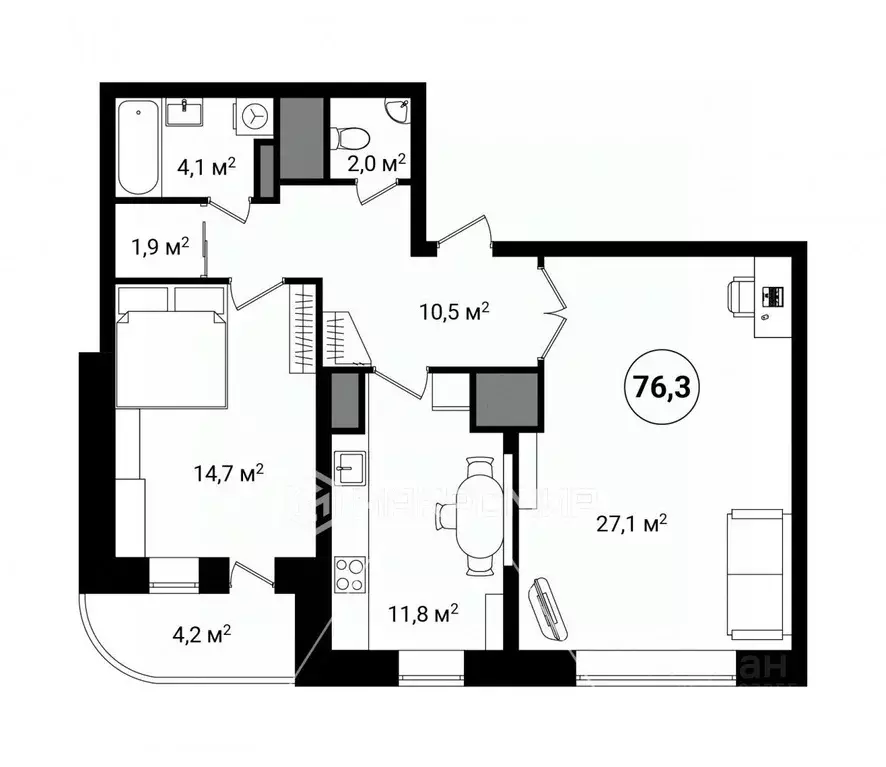 2-к кв. Москва ш. Энтузиастов, 53 (76.3 м) - Фото 1
