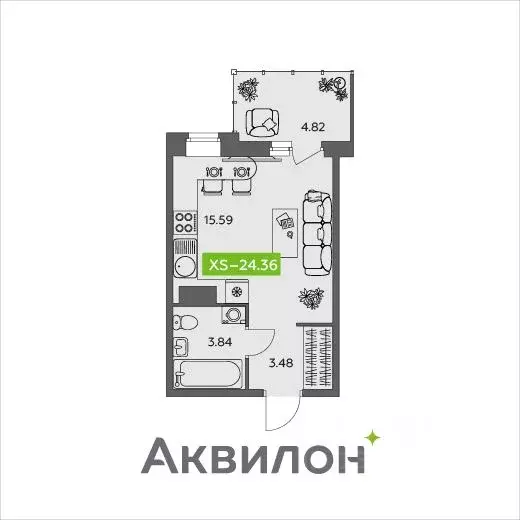 Студия Архангельская область, Северодвинск Аквилонлайн жилой комплекс ... - Фото 0