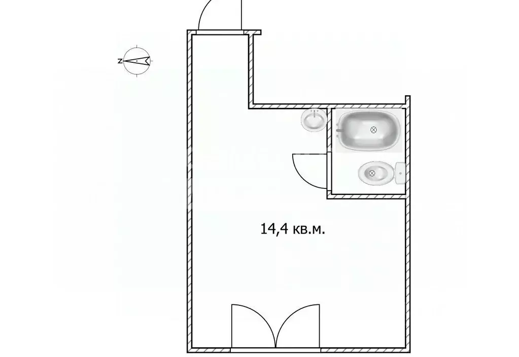 Студия Томская область, Томск Сибирская ул., 97 (14.4 м) - Фото 2