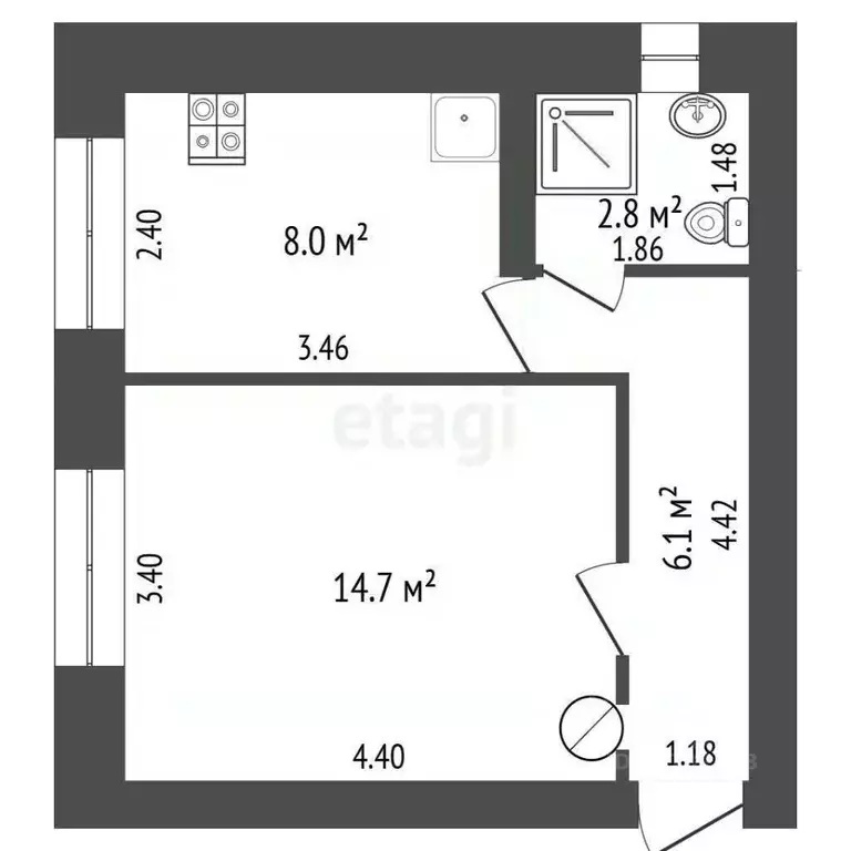 1-к кв. Псковская область, Порхов Пионерская ул., 20А (31.6 м) - Фото 2