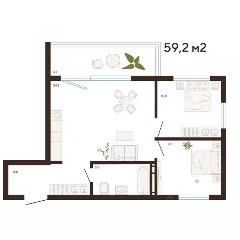 3-к кв. Приморский край, Владивосток Луговая ул. (59.2 м) - Фото 1