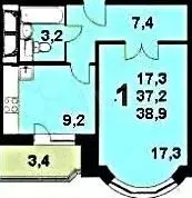 1-к. квартира, 37,1 м, 17/20 эт. - Фото 1