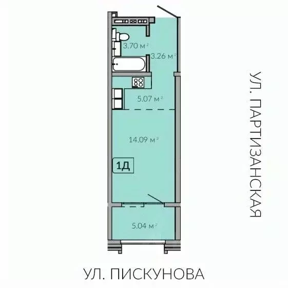 Студия Иркутская область, Иркутск Байкальская ул., 91 (30.94 м) - Фото 1