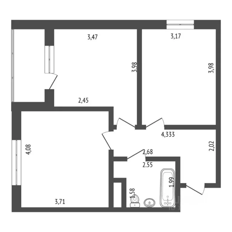 2-к кв. Тюменская область, Тюмень ул. Тальниковая, 3 (55.0 м) - Фото 1