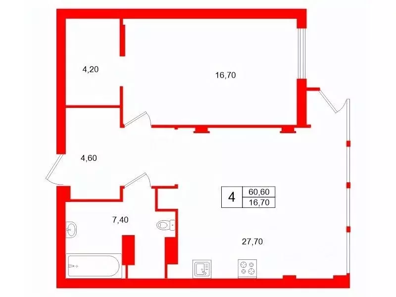 1-к кв. Санкт-Петербург Туристская ул., 24/42 (60.6 м) - Фото 1