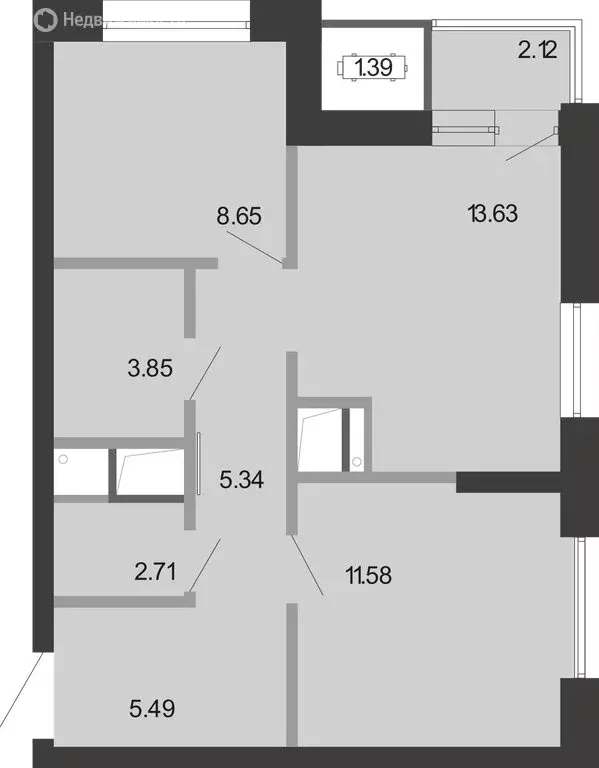 2-комнатная квартира: Тула, улица Фридриха Энгельса, 70А (54.76 м) - Фото 2