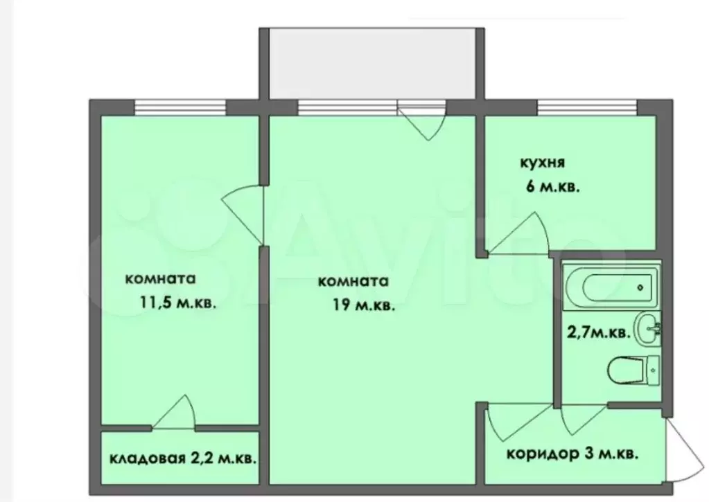 2-к. квартира, 45 м, 5/5 эт. - Фото 0