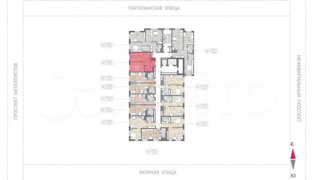 1-к. квартира, 39,3 м, 10/12 эт. - Фото 1