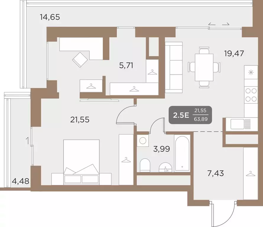 3-к квартира, 63.31 м - Фото 0
