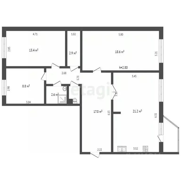4-к кв. Ямало-Ненецкий АО, Ноябрьск Магистральная ул., 87 (85.6 м) - Фото 2