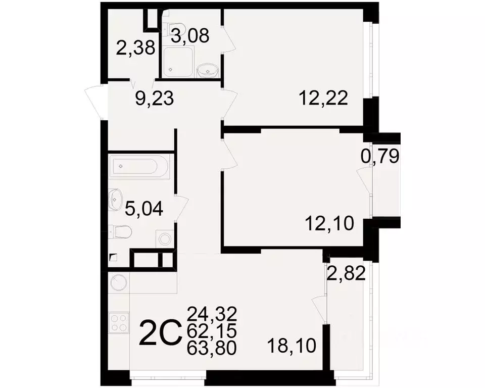 2-к кв. Рязанская область, Рязань Аура жилой комплекс (62.15 м) - Фото 1