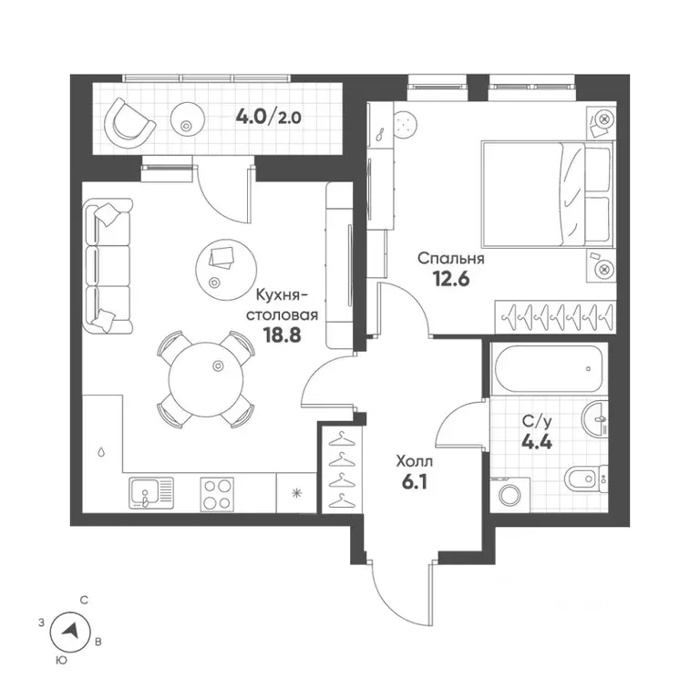 1-к кв. Свердловская область, Екатеринбург Солнечный жилрайон,  (43.9 ... - Фото 1