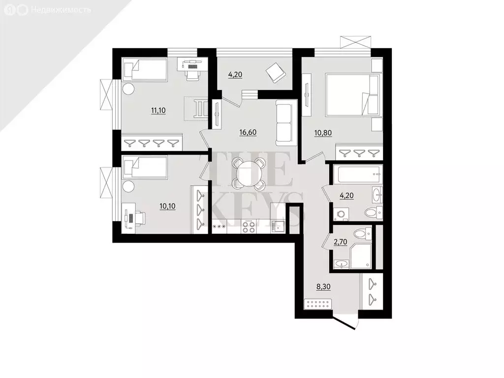 3-комнатная квартира: Всеволожск, Симферопольская улица, 2к3 (65.9 м) - Фото 1