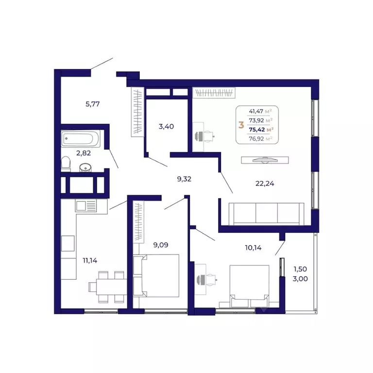 3-к кв. Башкортостан, Уфа Затон-Восточный жилрайон, Паруса жилой ... - Фото 1