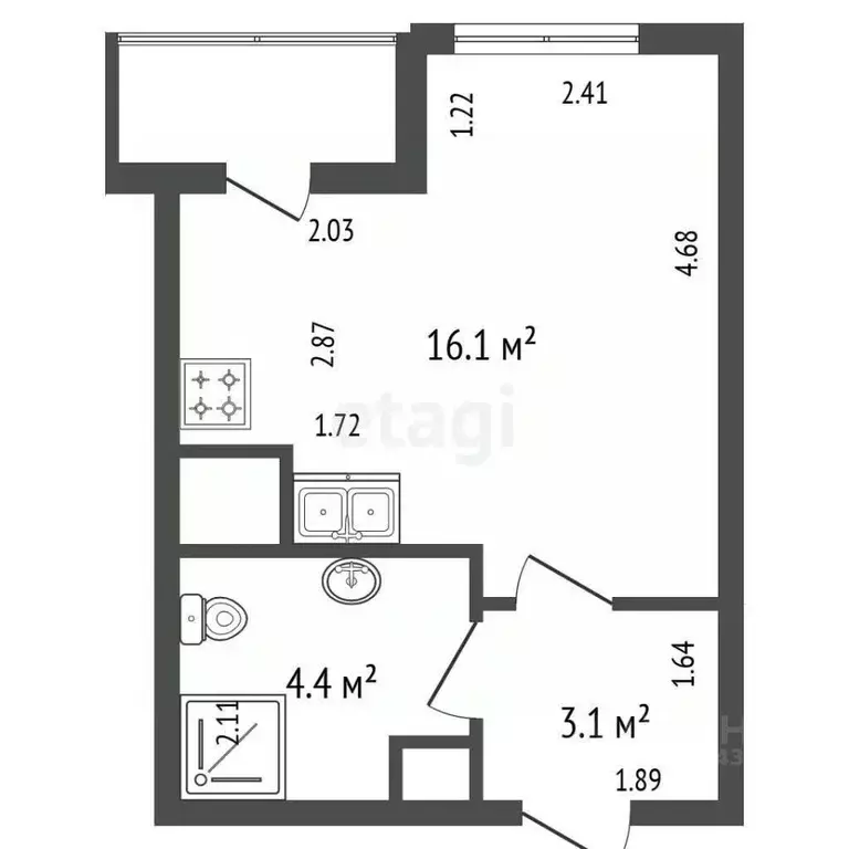 Студия Санкт-Петербург пос. Парголово, проезд Толубеевский, 24 (25.0 ... - Фото 2