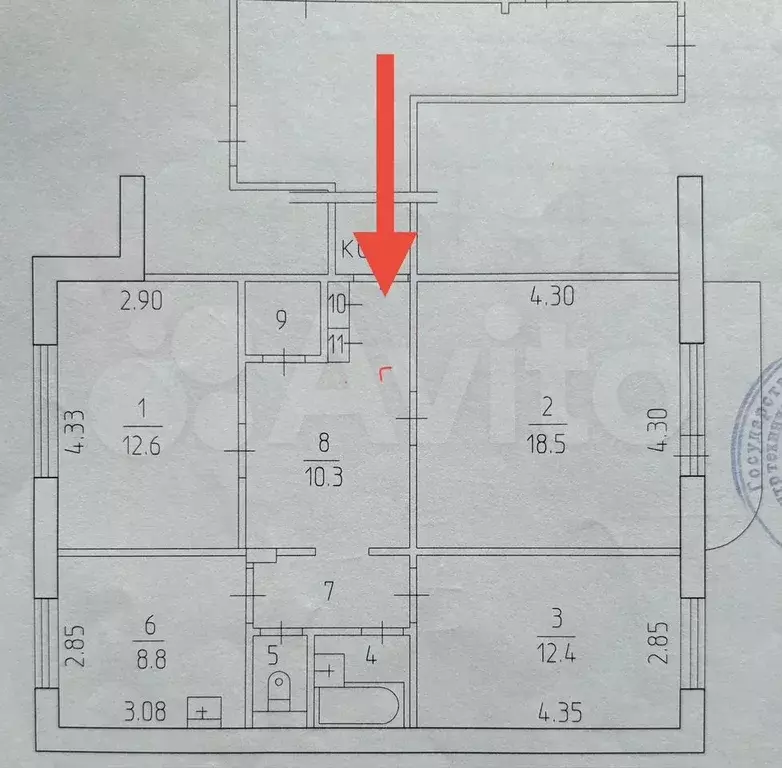 3-к. квартира, 71,1 м, 6/16 эт. - Фото 0
