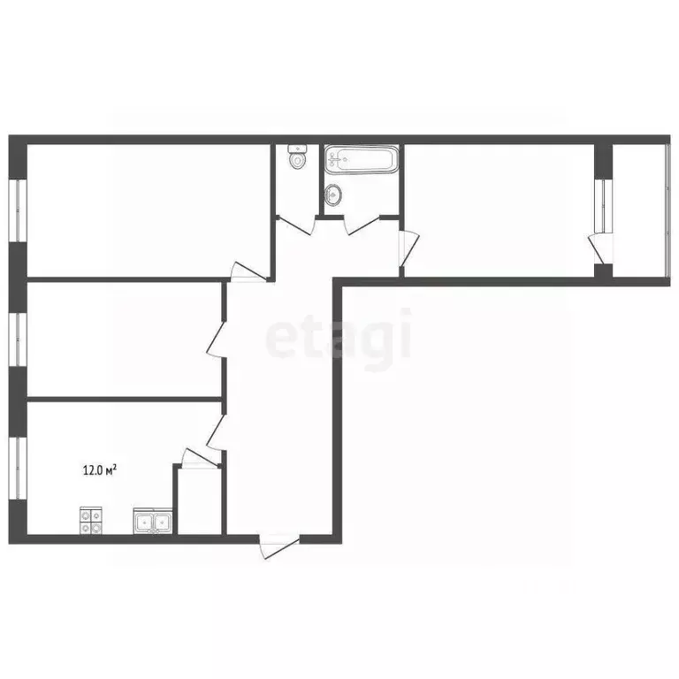 3-к кв. Нижегородская область, Выкса Центральный мкр, 1 (61.0 м) - Фото 1