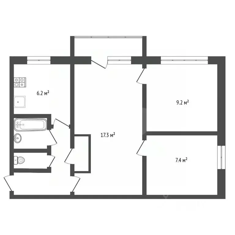 3-к кв. Тульская область, Венев Южный мкр, 3 (47.4 м) - Фото 2